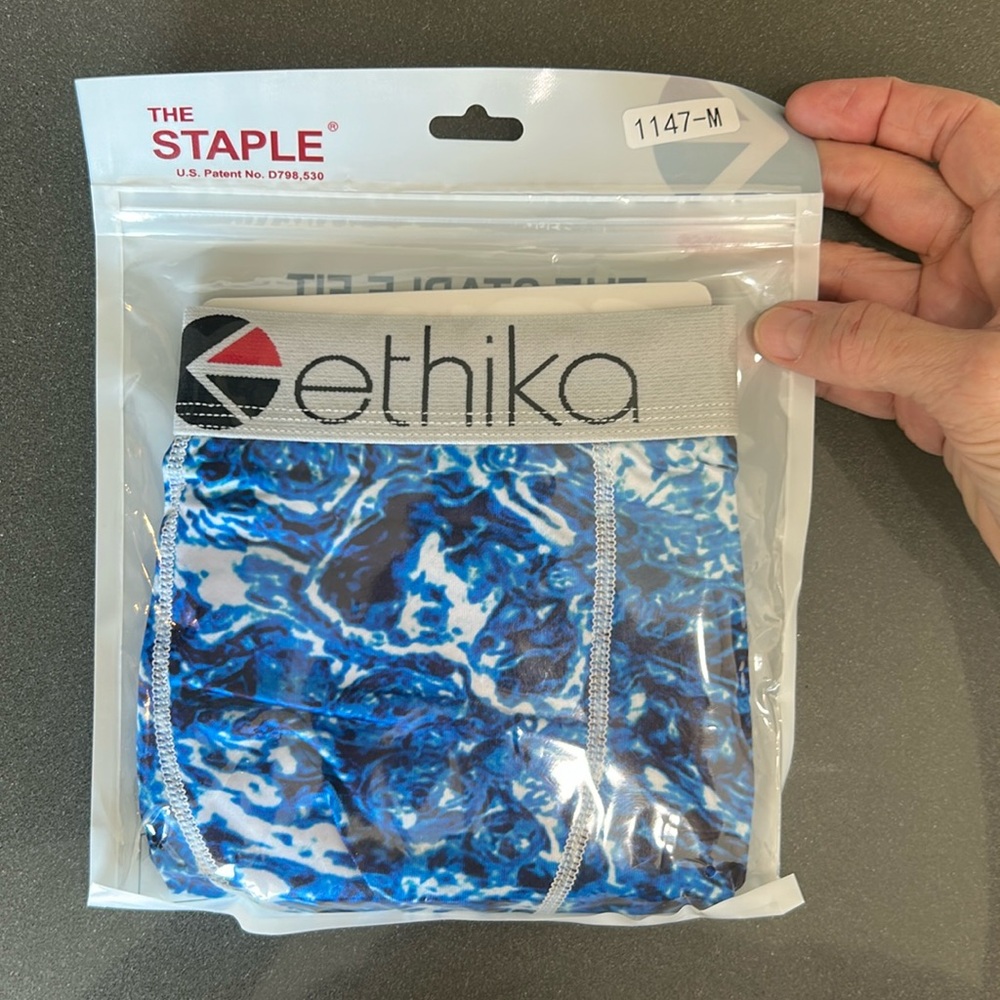 NEW in packaging- Ethika Underwear Mens Medium Blue pattern Staple Fit